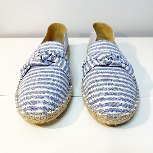 Talbots‎ Knot Linen Espadrilles Flats Blue White Chambray 11 Preppy Coastal NEW - Picture 4 of 8